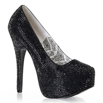 black rhinestone pumps